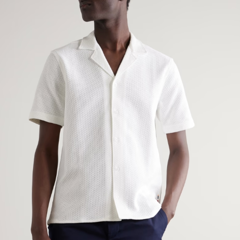 Orlebar Men's White Button Up Shirt